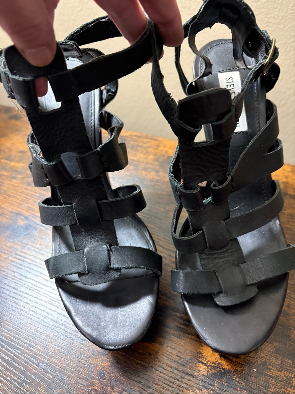 Steve Madden Black Strappy Gladiator Heels